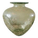Large heart-shaped vase - glass & resin ribbed applications