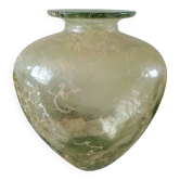 Grand vase en coeur - verre & applications de nervures résine