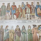 Set of 2 lithographs on traditional costumes