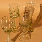 paire de verres à vin soufflés - vert