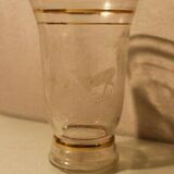 Glass vase with deer engraved decoration early 20th century