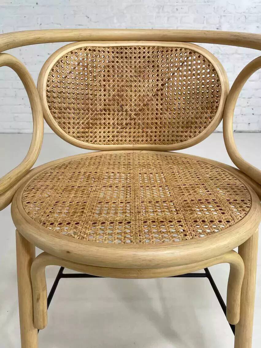 Rattan and cane armchair