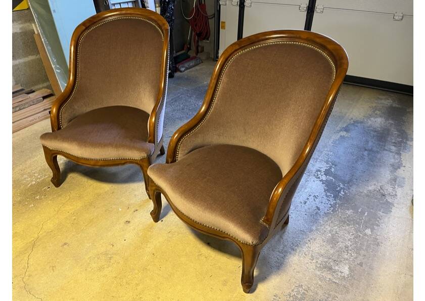 Light brown velvet fireside chair