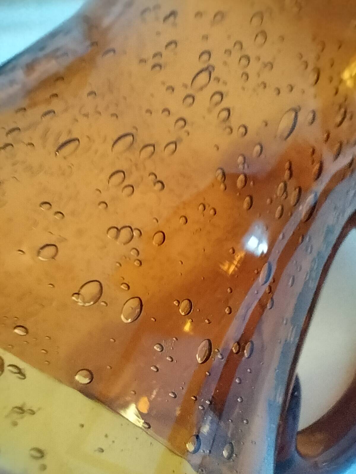 Blown glass pitcher with bubbles from Biot – amber colour