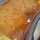 Blown glass pitcher with bubbles from Biot – amber colour