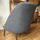 J. Tenreiro, Brazil. Concha armchair with tapered legs, Cluny tapestry 1400.