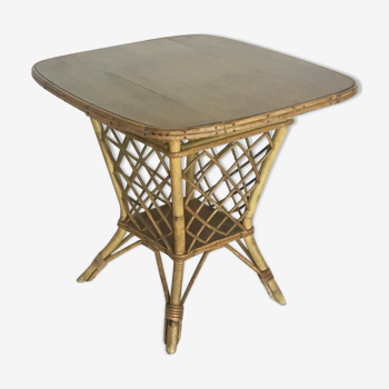 Table d’appoint bar, rotin vintage