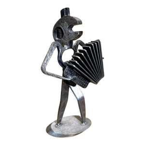 Sculpture métal, accordéoniste - alain