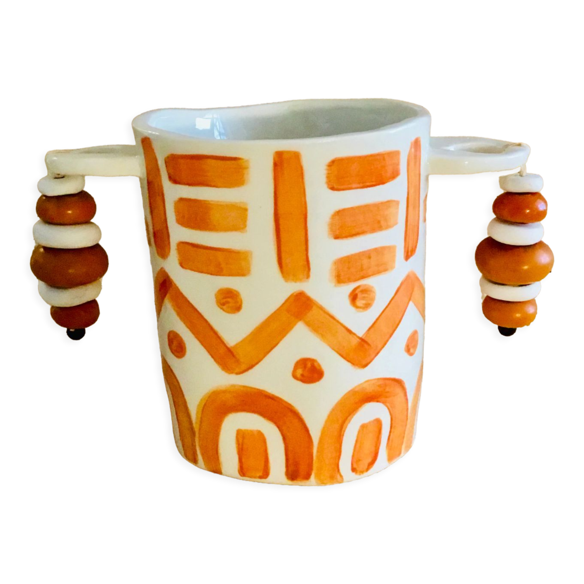 Hand-painted ceramic utensil pot