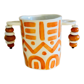 Hand-painted ceramic utensil pot