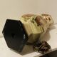 Vintage Asian lamp in ceramic with a wooden base, adjustable lampshade.