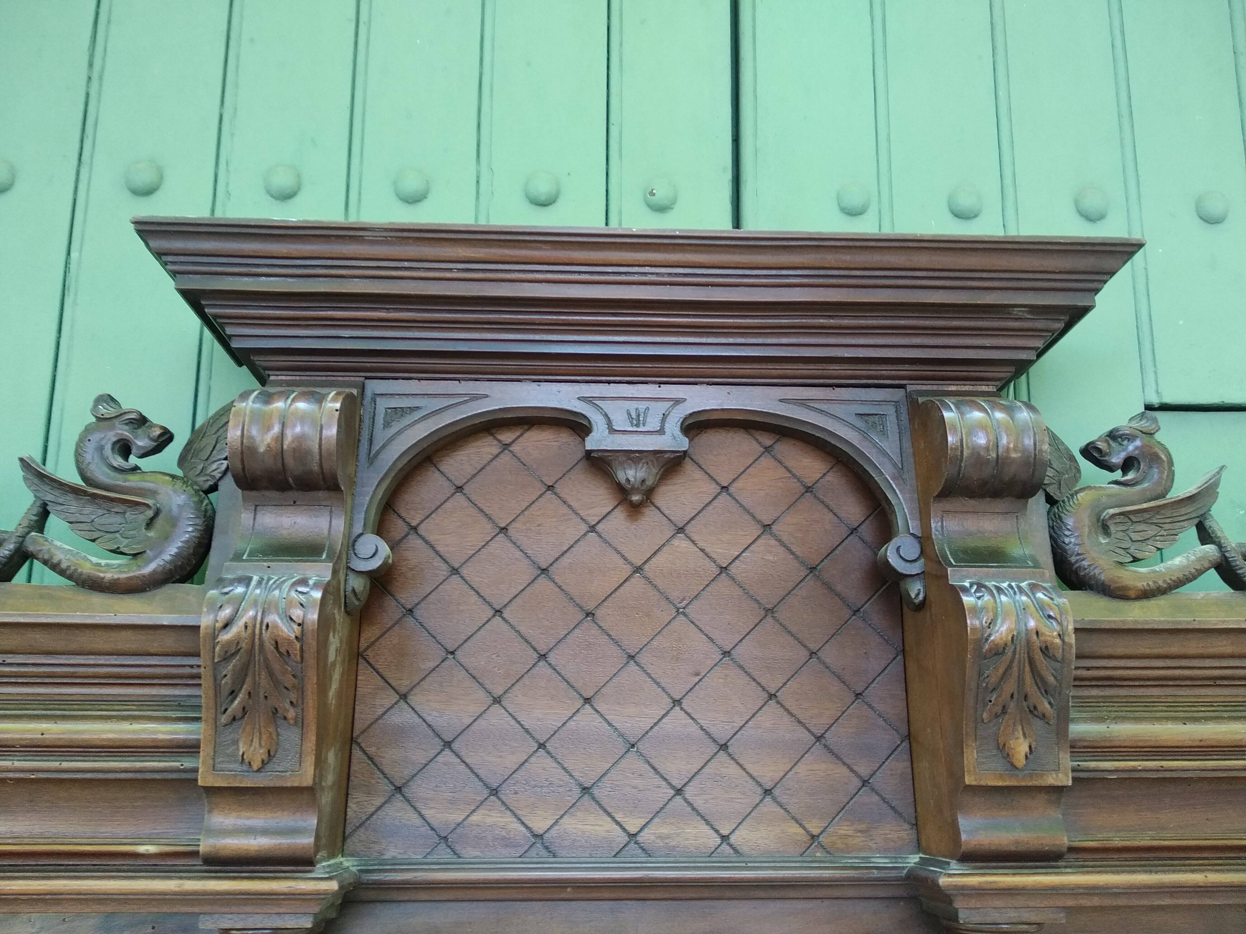 Grand miroir en bois sculpté XIX . 190 X 108 cm