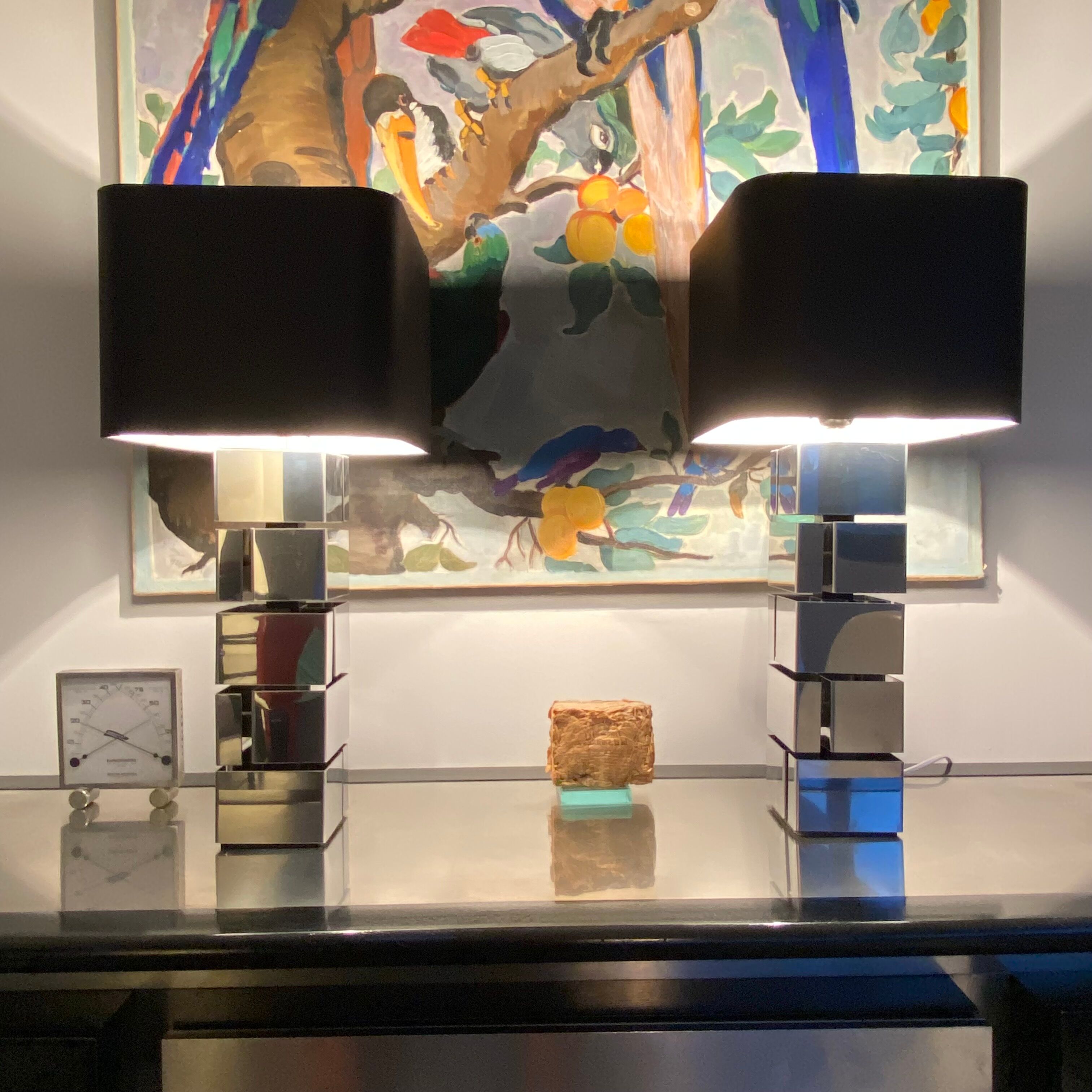 Pair of "Building" lamps by Curtis Jeré. 1970