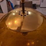 Suspension Globe verre soufflé jaune 70s