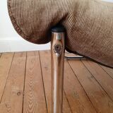 Vintage tubular chrome and velvet armchair