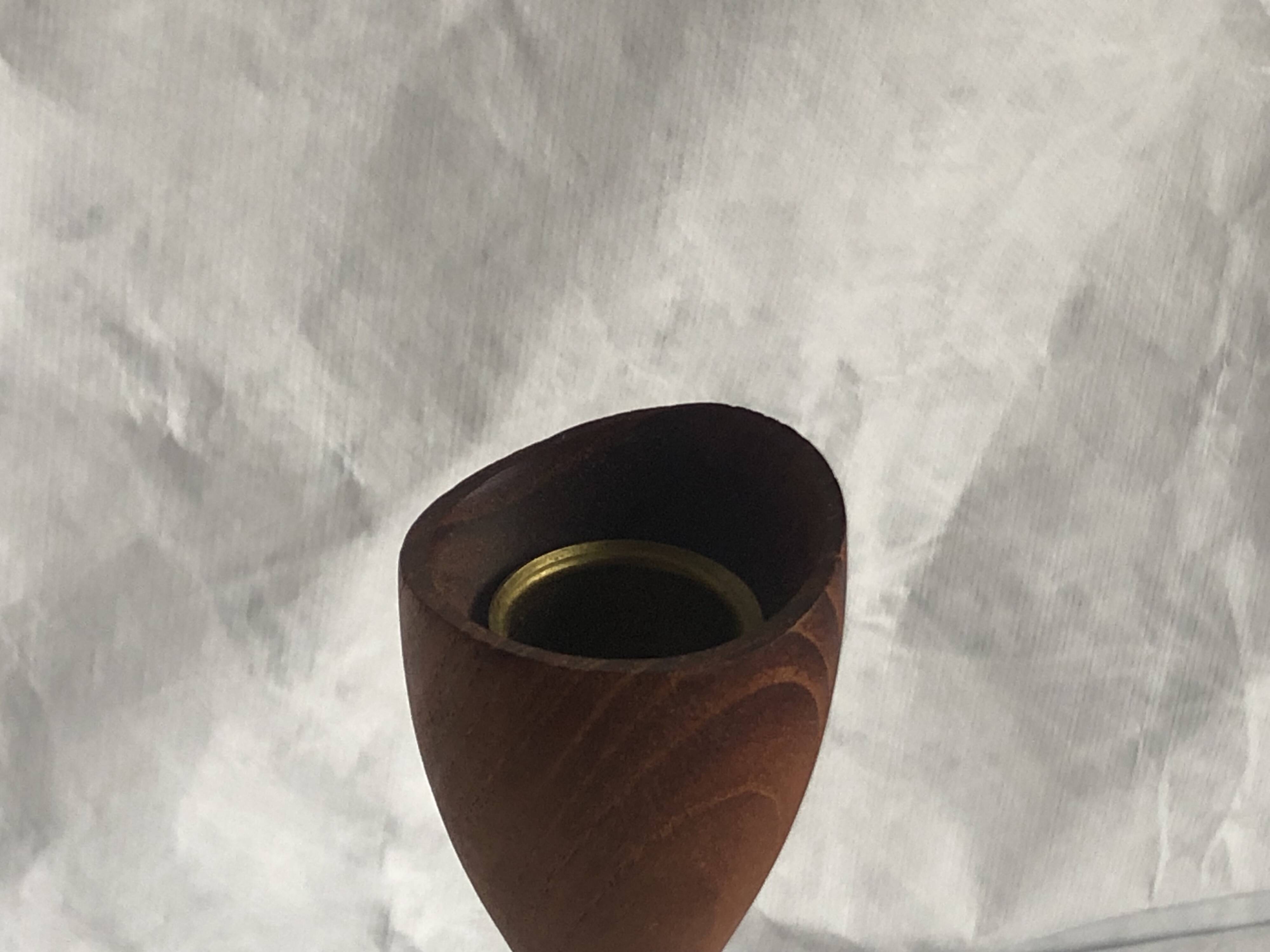 Vintage oiled teak wood candle holder, Scandinavian design