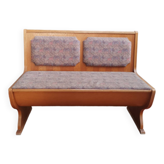 Banc coffre banquette vintage en chêne