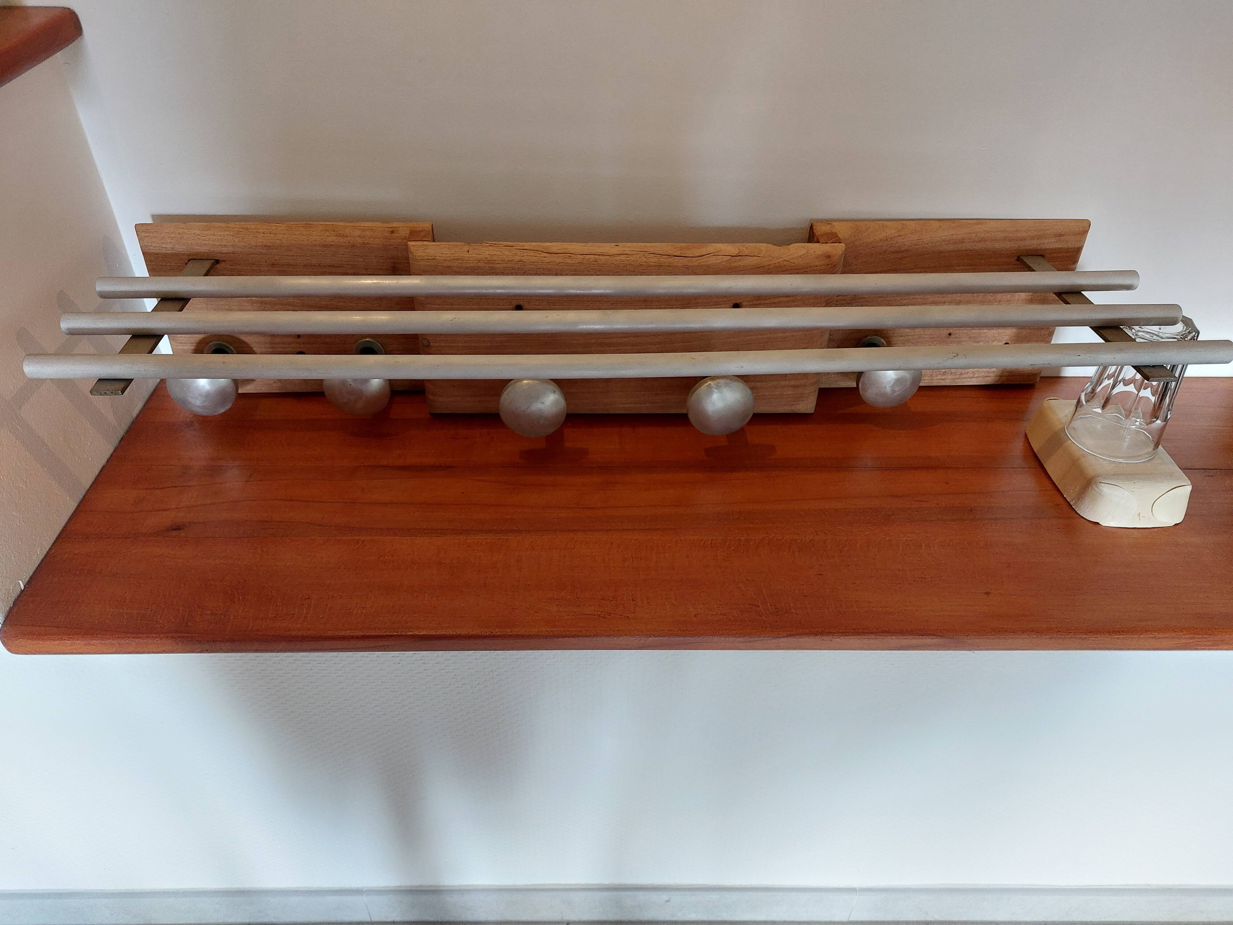 coat rack, sandblasted wooden and metal coat hooks