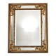 Grand miroir italien doré en bois à verre biseauté