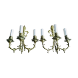 Paire d’appliques fleurs de lys bronze 3 lumières
