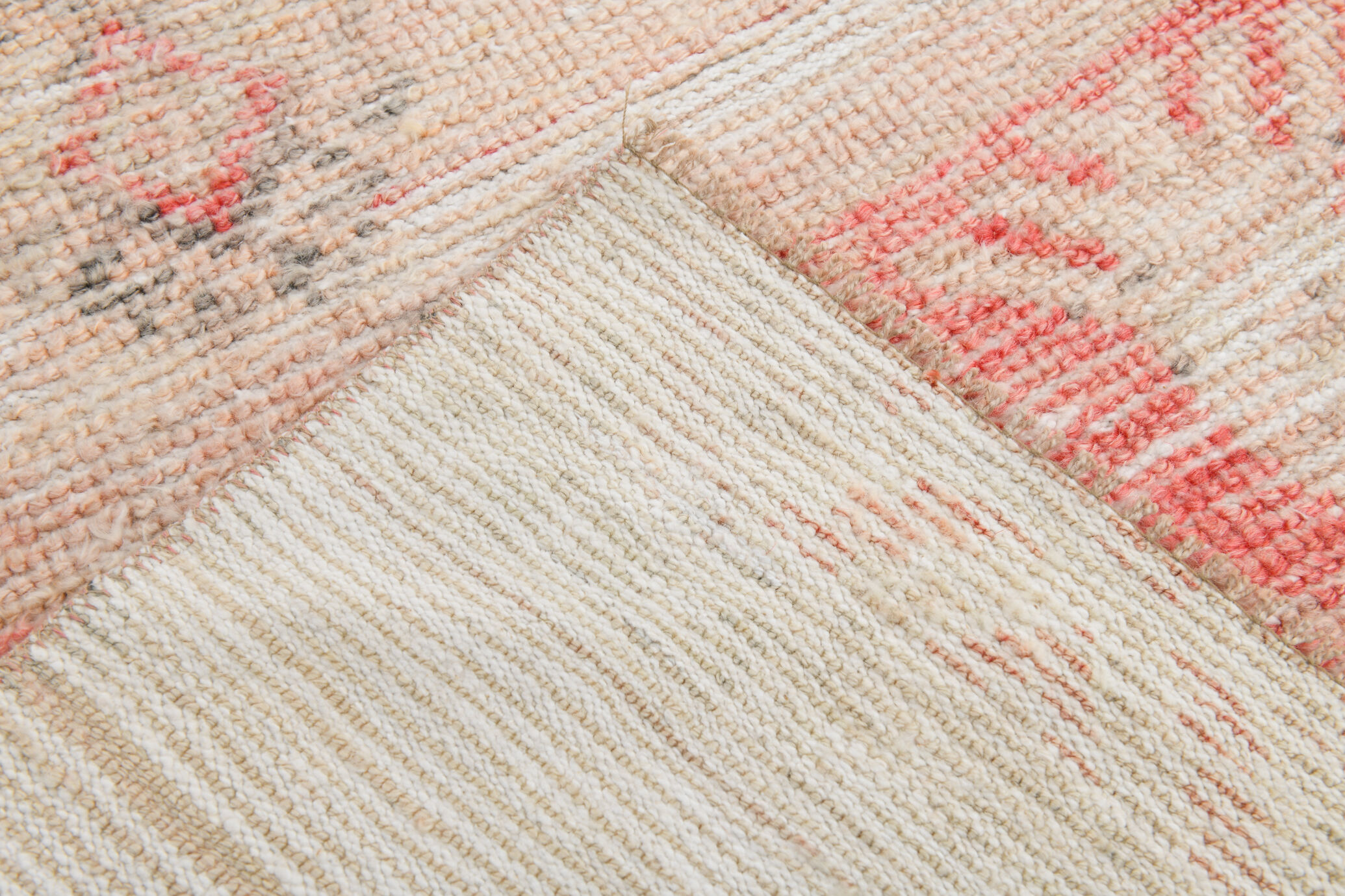 3x12 Red Beige Turkish Vintage Runner Rug,92x371Cm