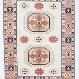 7x9 Peach Navy Blue Oushak Area Rug, 202x284Cm