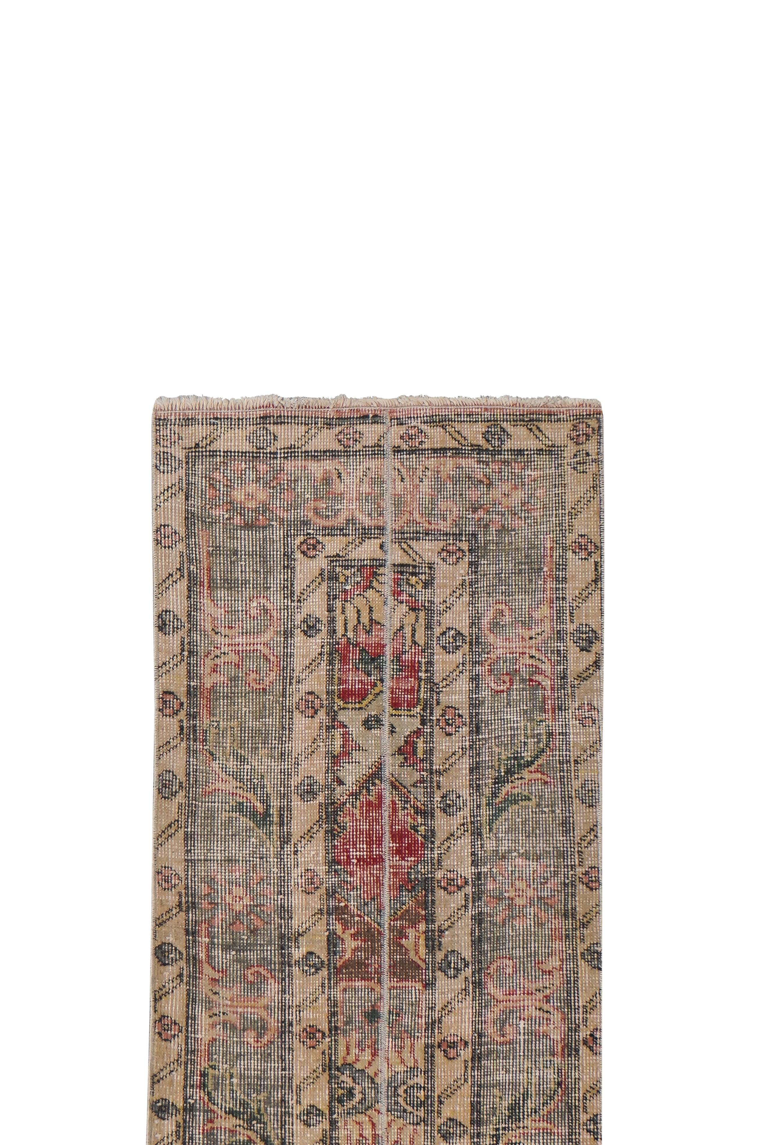 Vintage Turkish Oushak Rug Handwoven 52x712 cm