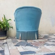 Velvet ottoman chair vintage toad velvet blue 70s