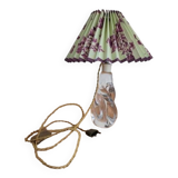 Glass lamp base and flowered lampshade