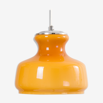 Suspension en verre opaline orange, France, années 1960