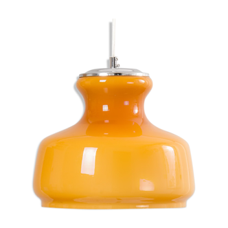 Suspension en verre opaline orange, France, années 1960
