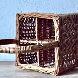 Panier de pique-nique vintage - porte-bouteilles en osier