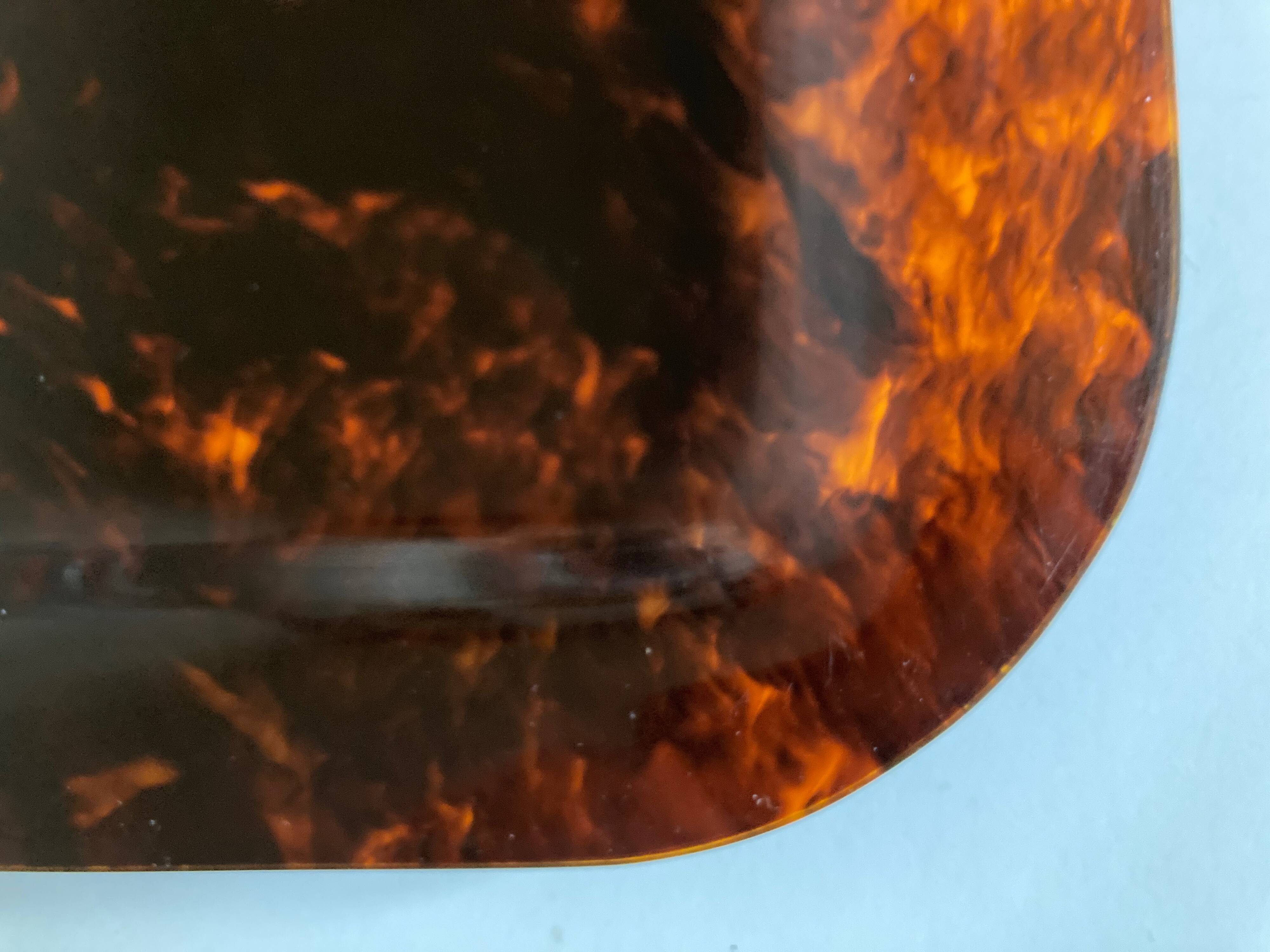 Pair of tortoiseshell lucite trays 1970