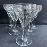 6 anciens verres de bistrot soufflés et taillés