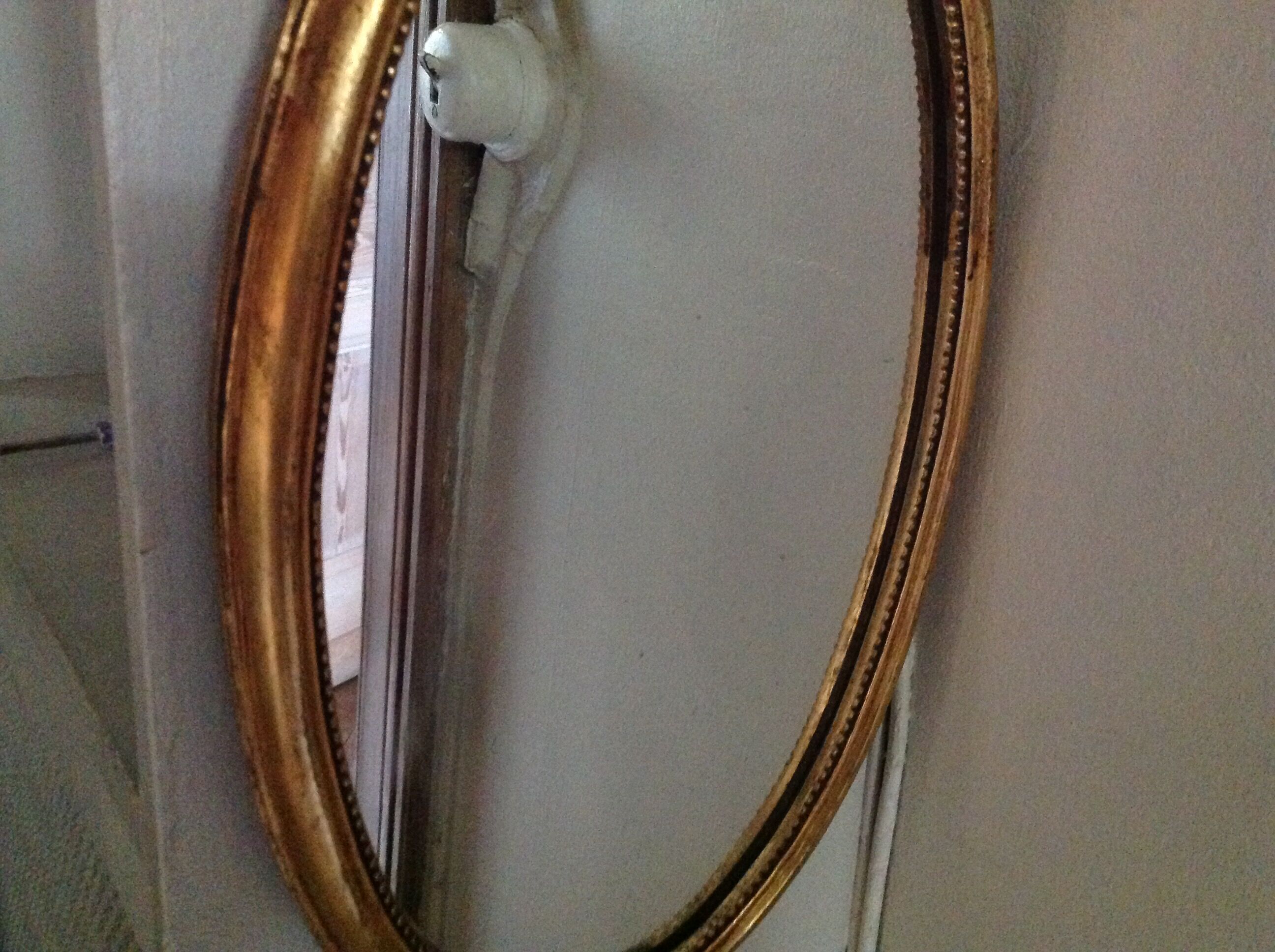 Mirror gold wood medallion - 43x24cm