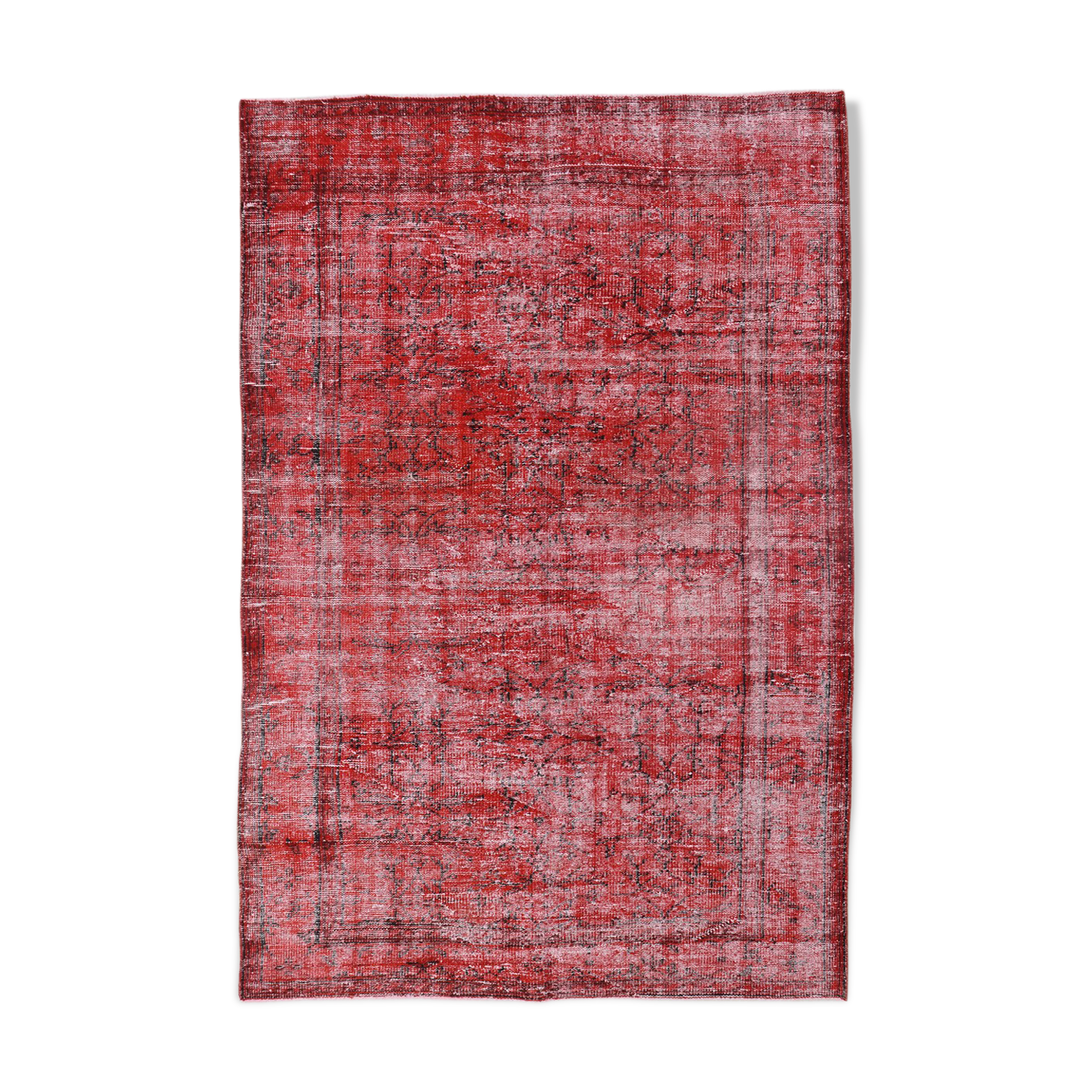 Distressed red carpet 241x165cm