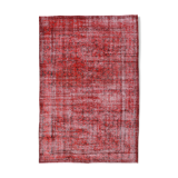 Distressed red carpet 241x165cm