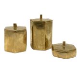 Set of 3 solid Brass boxes , De Falco Italy 1970s