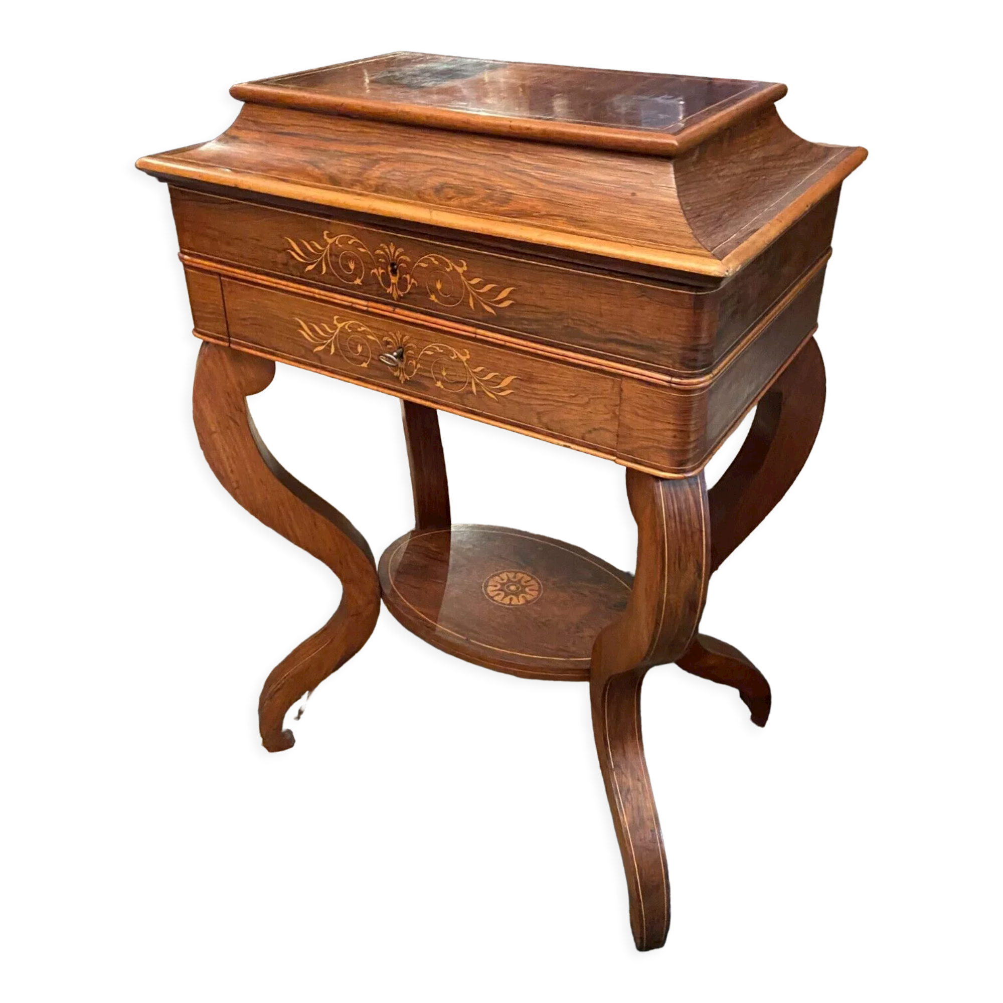 Worker end or back of sofa with inlaid decoration of period Charles X