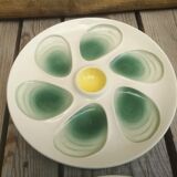 Set of 4 plates with oysters yellow and green salins décor