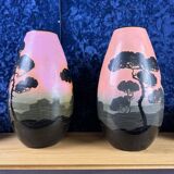 Vallauris Gabs: series of 6 ceramic vases from the Art Deco period around 1930, signed on the base