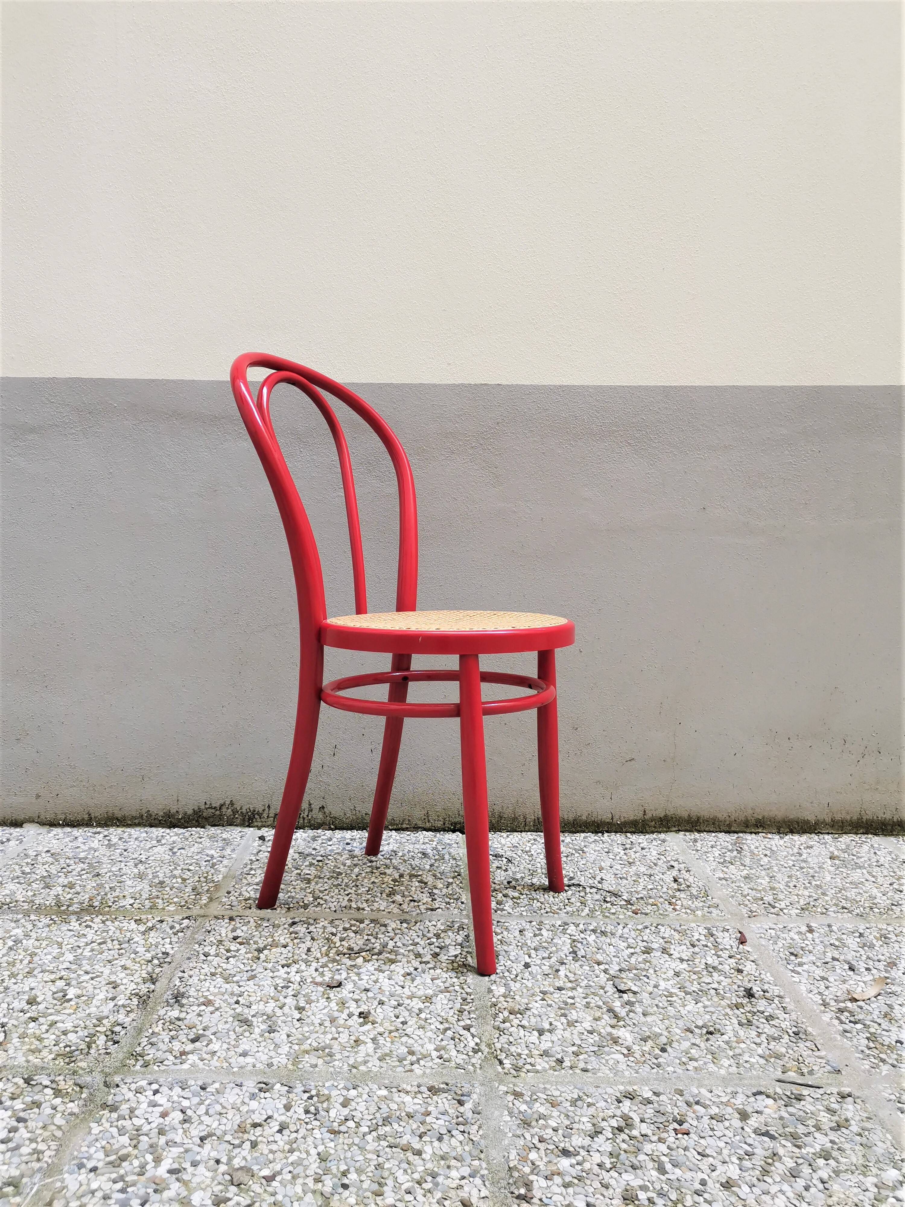 Chaise de salle à manger rouge, années 1980