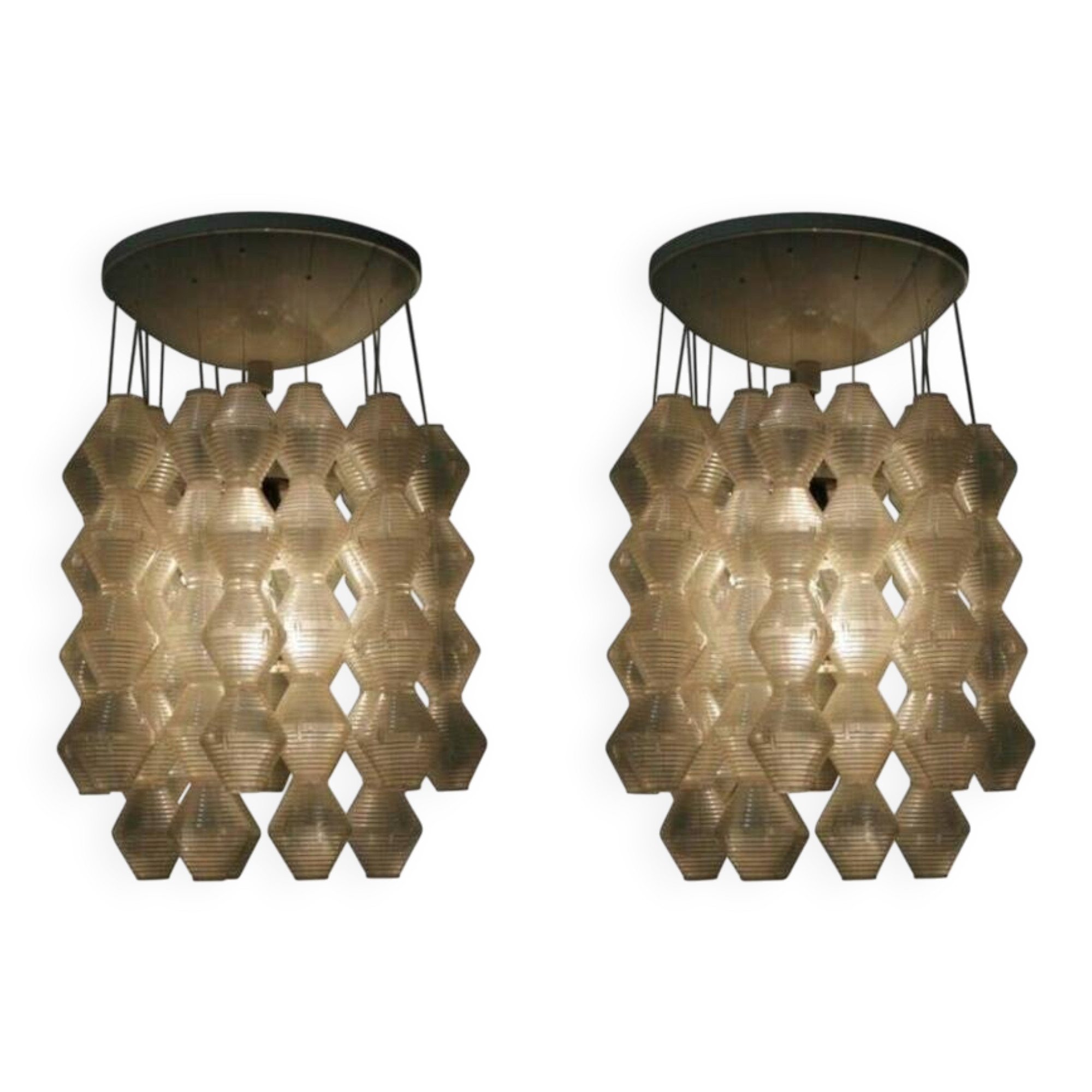 Pair of Beautiful Midcentury Design Napako Pendants, 1970s