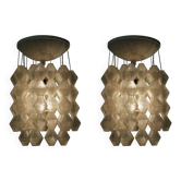 Paire de magnifiques suspensions Napako au design mid-century, années 1970.