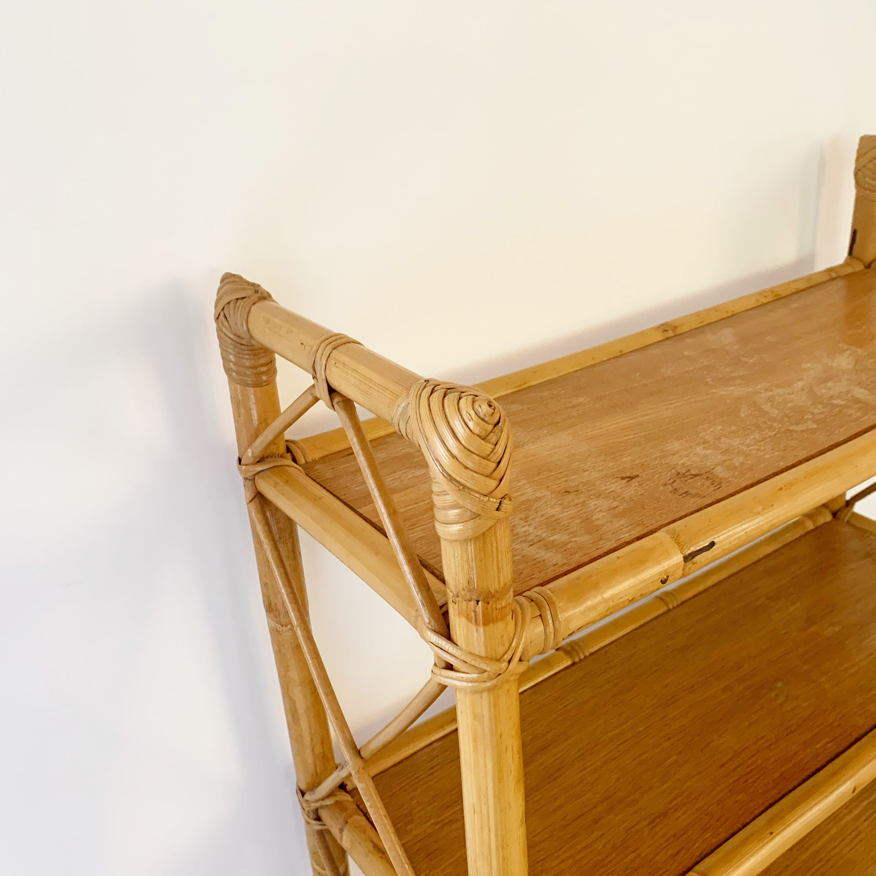 Vintage rattan stand shelf