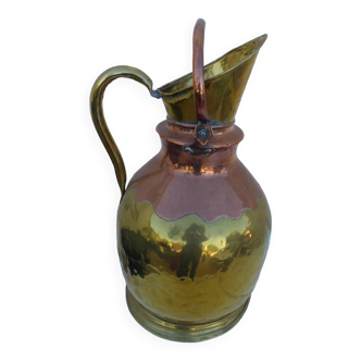 Large bi-colored copper pitcher, height 48 cm