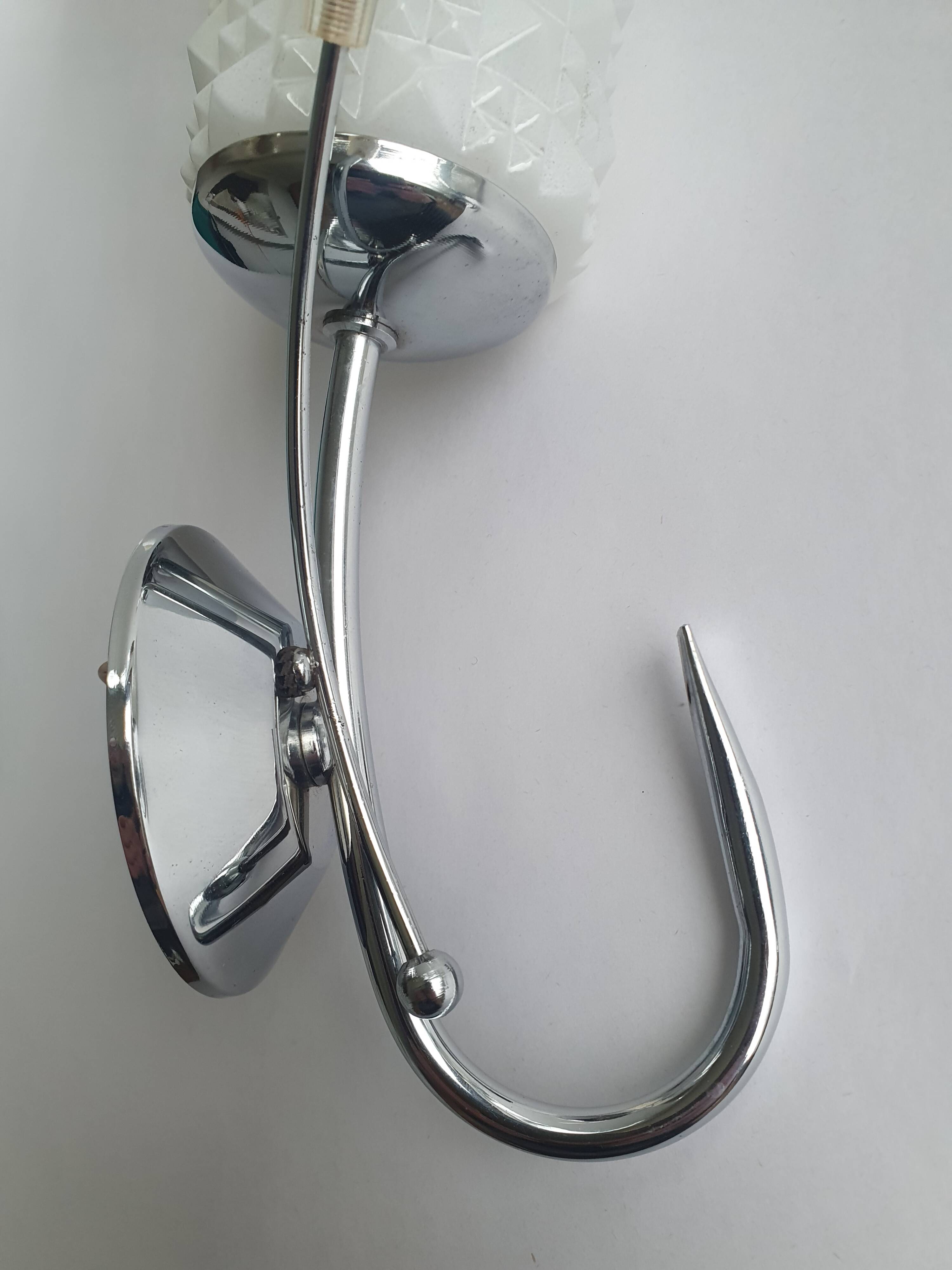 Pair of vintage tulip shaped globe chrome wall sconces