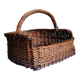 Handmade woven and dyed willow harvest basket.