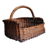 Handmade woven and dyed willow harvest basket.