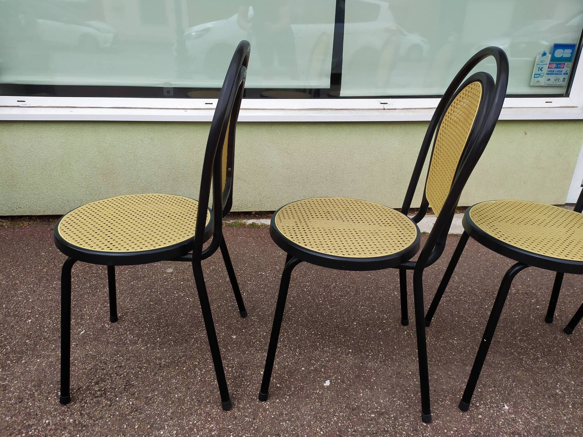 Lot of 4 black bistro chairs